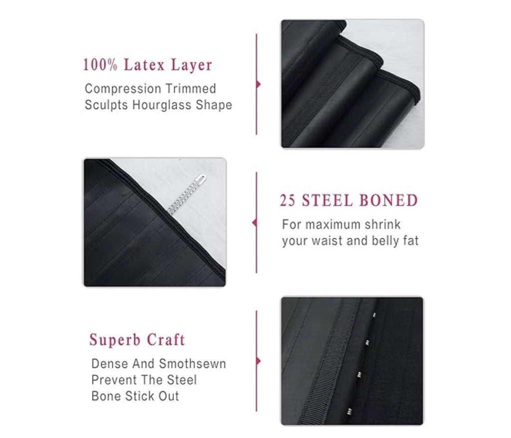 Steel bone latex waist trainer belly slimming